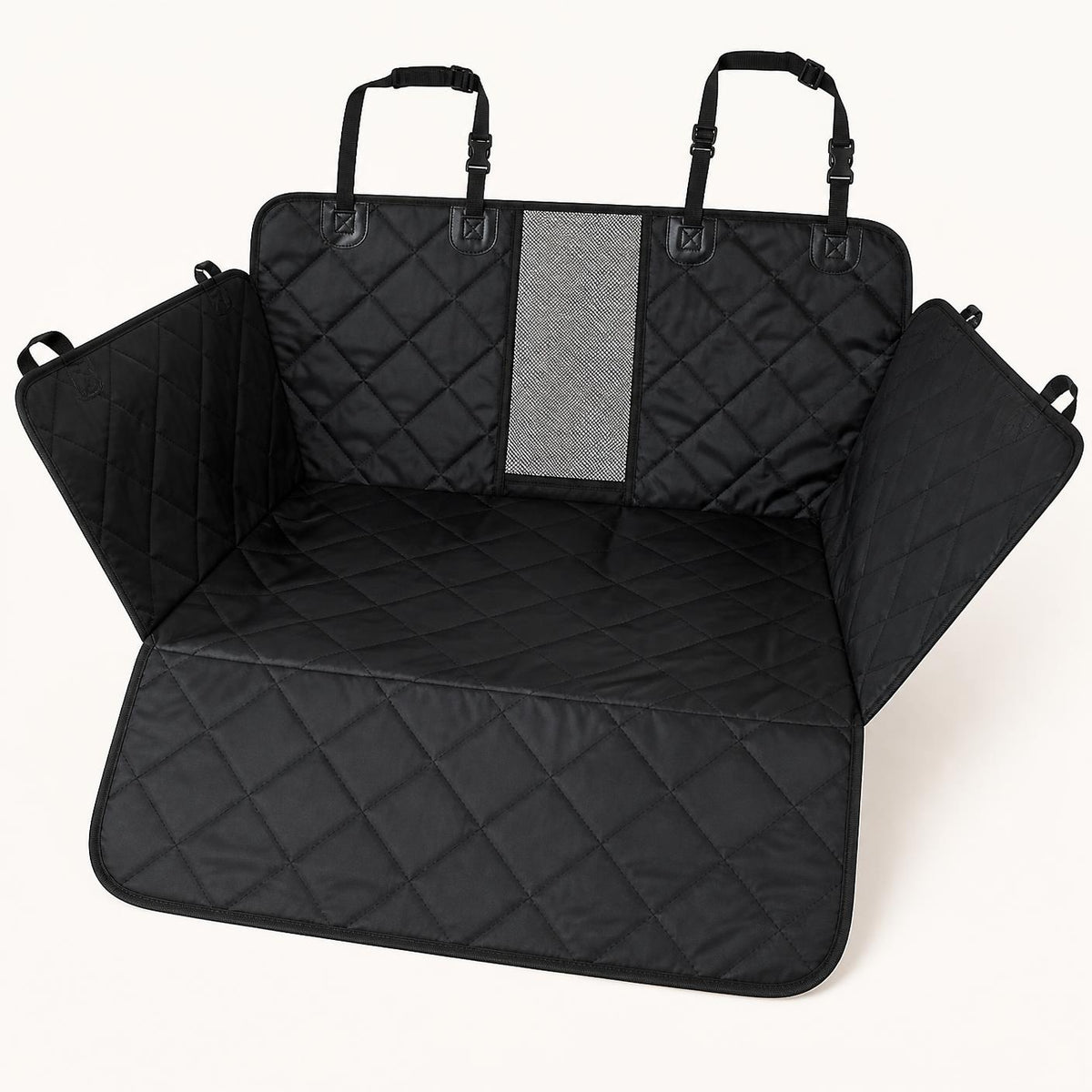Black quilted dog car seat hammock