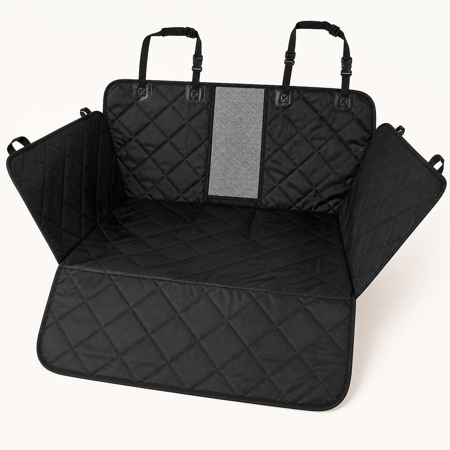 Black quilted dog car seat hammock