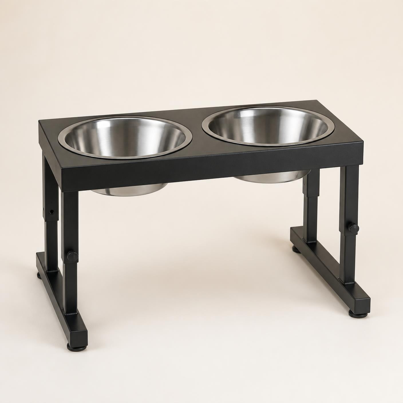 Elevated double dog bowl feeding stand