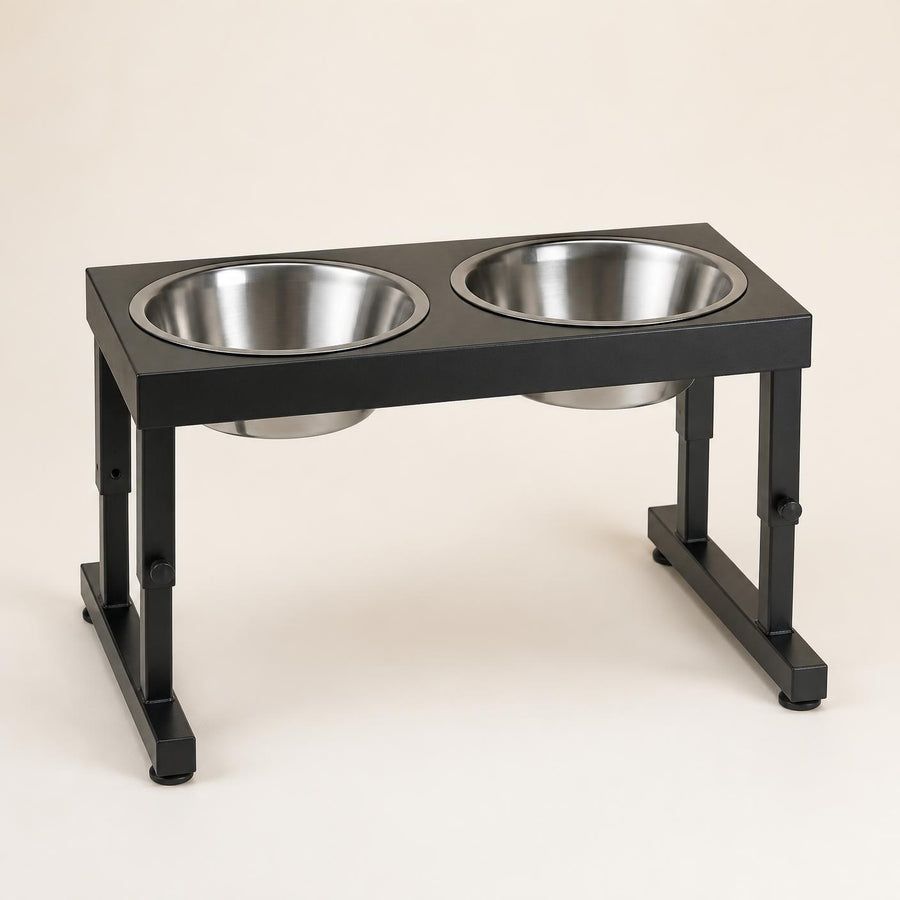 Elevated double dog bowl feeding stand